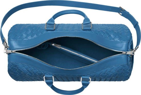 Bottega Veneta Surf Blue Woven Leather Duffle Bag
