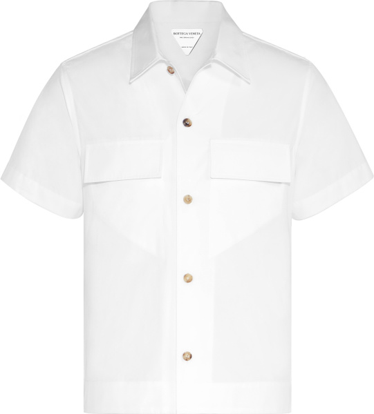 Bottega Veneta White Flap Check Pocket Shirt
