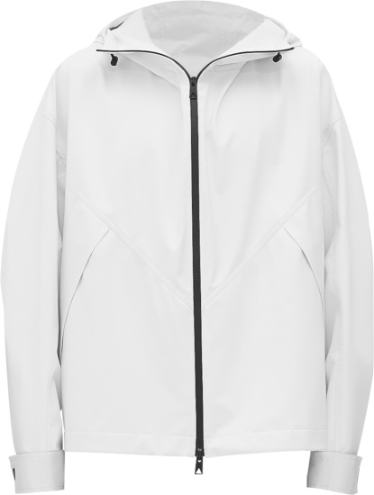 Bottega Veneta White Hooded Ripstop Windbreaker Jacket