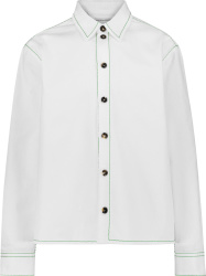 White & Green-Stitch Overshirt