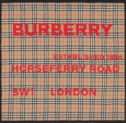 Buerberry Red Logo Print Vintage Check Scarf