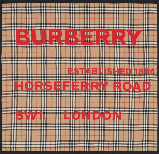 Buerberry Red Logo Print Vintage Check Scarf