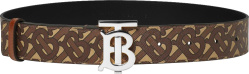 Burberry Beige And Brown Tb Monogram Belt
