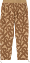 Burberry Beige And Brown Tb Monogram Fleece Sweatpants