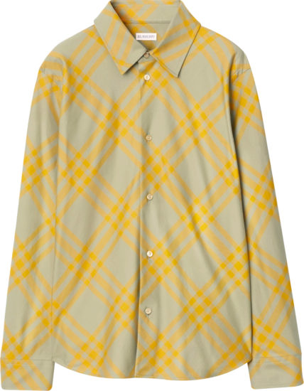 Burberry Beige And Golden Yellow Check Print Shirt