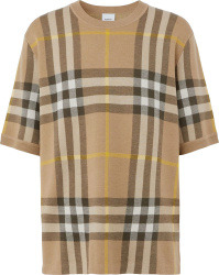 Burberry Beige And Yellow Check Wool Knit T Shirt