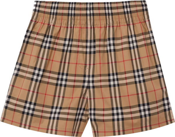 Burberry Beige Check And Black Stripe Shorts