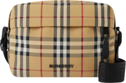 Burberry Beige Check Nylon Paddy Canvas Small Messenger Bag