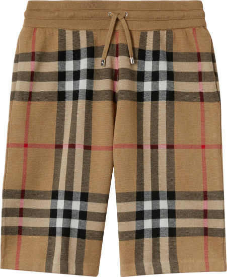 Burberry Beige Check Wool Knit Shorts