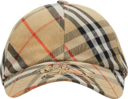 Burberry Beige Diagonal Check Visor Logo Hat