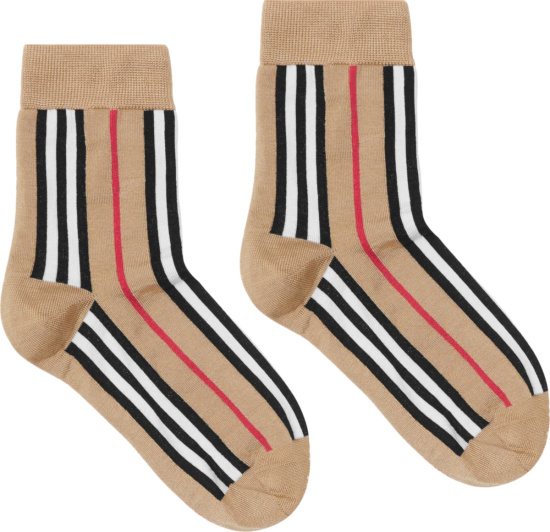 Burberry Beige Icon Stripe Ankle Socks