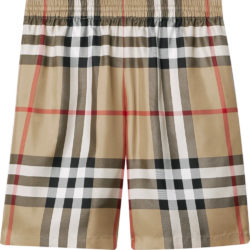 Burberry Beige Large Check Silk Shorts