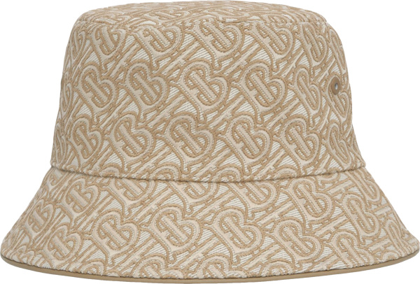 Burberry Beige Tb Monogram Embroidered Bucket Hat