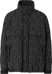Burberry Black Allover Outlined Logo Down Puffer Jacket
