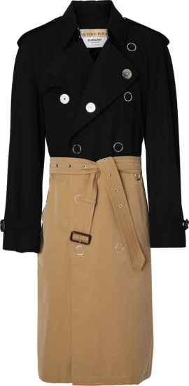 Burberry Black And Beige Two Tone Split Trench Coat