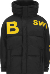 Burberry Black And Gold Horseferry Logo Print Hooded Puffer Jacket