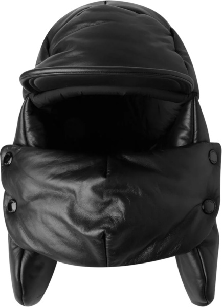 Burberry Black Leather Down Chapka Hat
