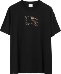 Burberry Black Outlined Check Ekd Logo T Shirt