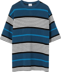 Burberry Blue Striped Mesh T Shirt