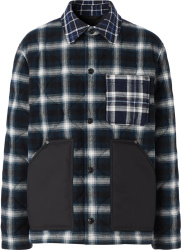 Burberry Blue White Check Quilted Overshirt