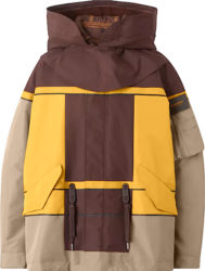 Burberry Brown Beige Yellow Colorblock Brompton Hooded Jacket