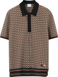 Burberry Brown Checkered Knit Polo Shirt