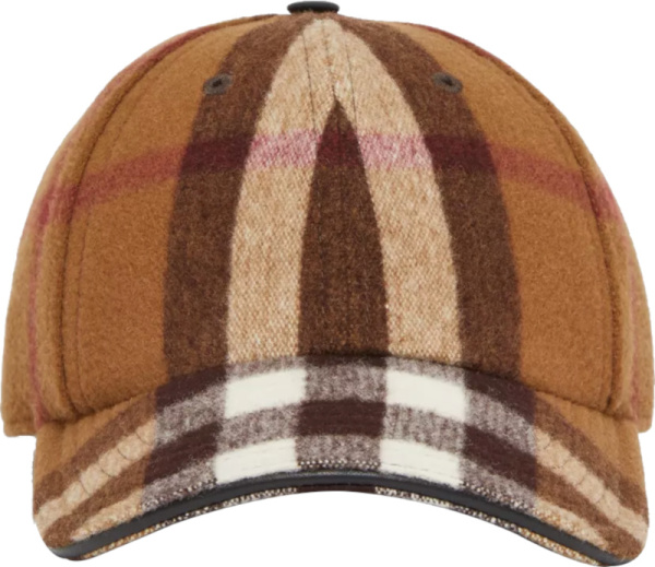 Burberry Brown Wool Check Baseball Cap