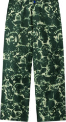 Burberry Dark Green Rose Print Baggy Pants