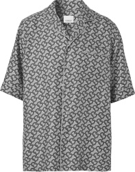 Burberry Grey Allover Tb Monogram Print Silk Shirt