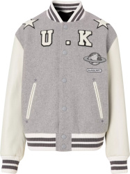 Burberry Grey And White Uk Patch Varsity Jacket