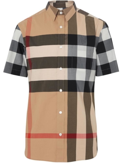 Burberry Beige Large Check Short Sleeve Shirt | INC STYLE