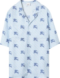 Burberry Light Blue And Navy Ekd Monogram Silk Shirt
