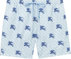 Burberry Light Blue And Navy Ekd Monogram Silk Shorts