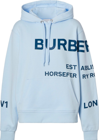 Burberry Light Blue 'Horseferry' Hoodie | INC STYLE