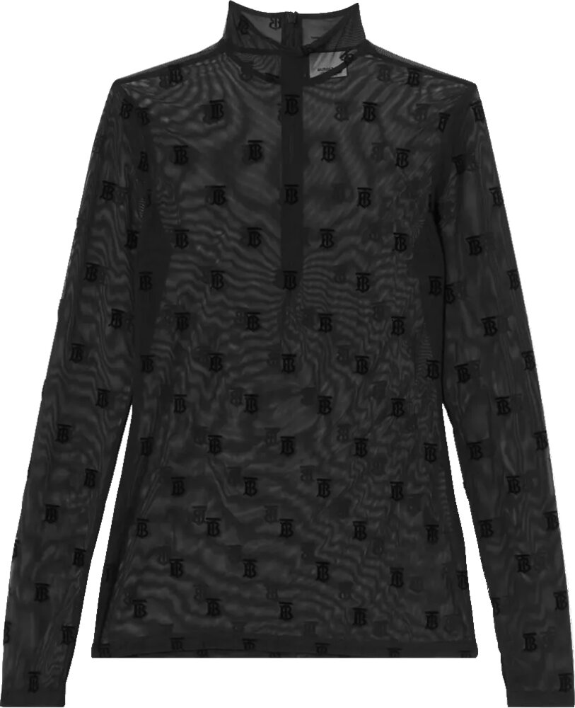 Burberry Black Mesh Monogram Turtleneck | INC STYLE