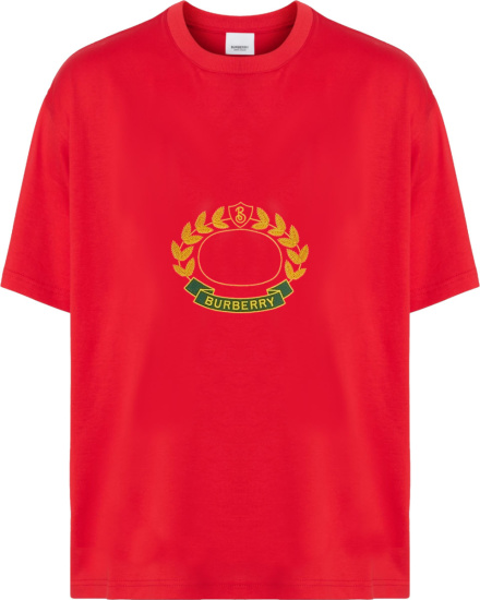Burberry Red Laurel Logo T Shirt