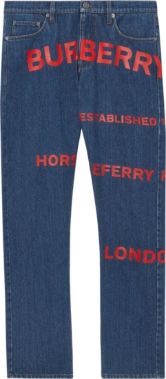 Burberry Red Logo Print Jeans