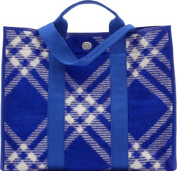 Burberry Royal Blue And White Check Tote Bag