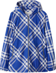 Burberry Royal Knit Blue And White Check Hooded Windbraker Jacket