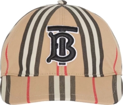 Beige Striped 'TB' Hat