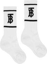 Burberry White And Black Tb Logo Socks