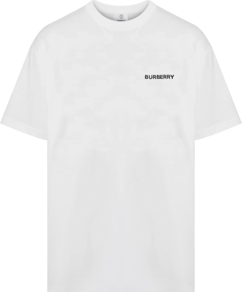 Burberry White And Light Blue Tb Logo Print T Shirt