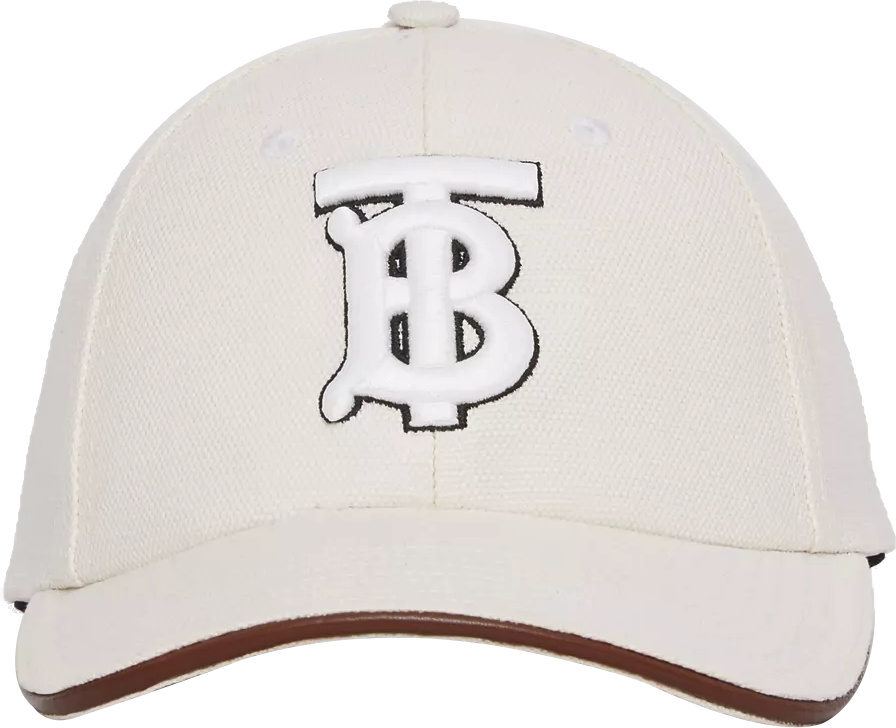 Burberry White & Brown-Trim 'TB' Hat | INC STYLE