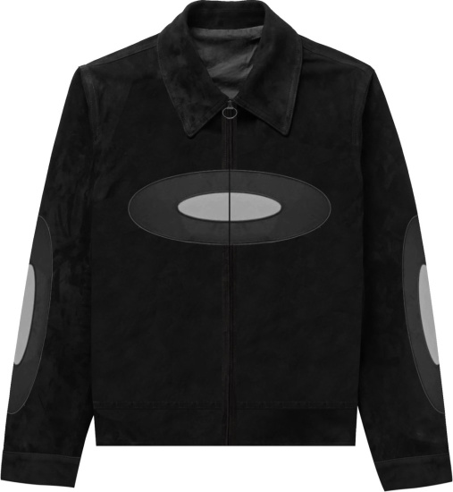 C0d3 Black Suede And Silver Oval Zip Jacket
