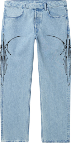 C0d3 Light Blue Tribal Embroidered Jeans
