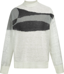 C2h4 White And Dark Grey Abstract Ellipse Sweater