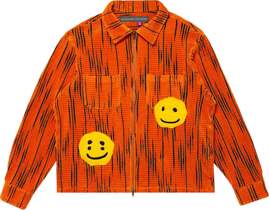Cactus Plant Flea Market Orange Striped Smiley Patch Shirt