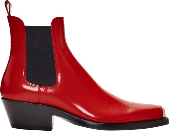Calvin Klein 205wnyc Patent Red Chelsea Boots