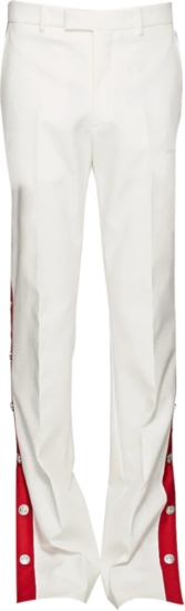 Calvin Klein White Pants With Red Side Stripe And Snaps