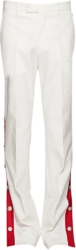 White & Red-Stripe Snap Pants